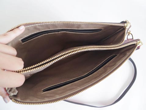 レザー、チェーン、ナイロンショルダーバッグ