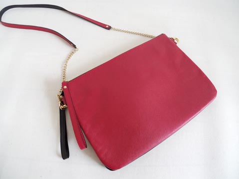 レザー、チェーン、ナイロンショルダーバッグ