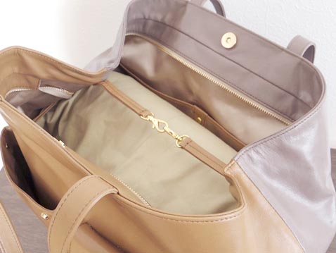 レザー、チェーン、ナイロンショルダーバッグ