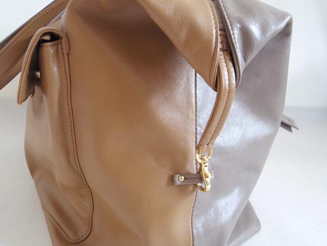 レザー、チェーン、ナイロンショルダーバッグ