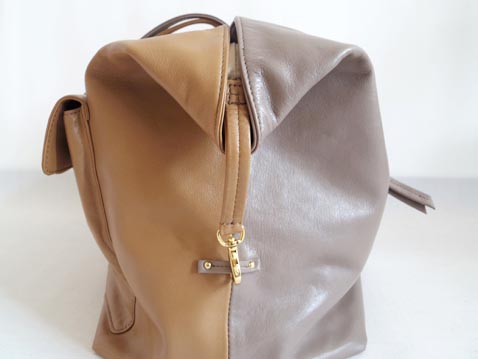 レザー、チェーン、ナイロンショルダーバッグ