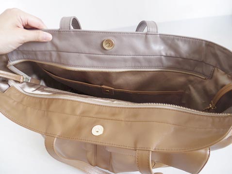 レザー、チェーン、ナイロンショルダーバッグ