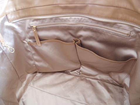 レザー、チェーン、ナイロンショルダーバッグ