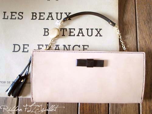 ベージュハラコファスナーウォレット