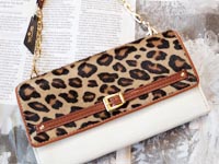 レオパード柄ハラコのミニ長財布
