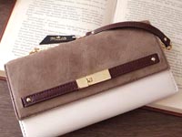 スエード革ミニ長財布